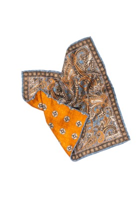 Brown/Rust Exploded Paisley Print Reversible Pocket Square 