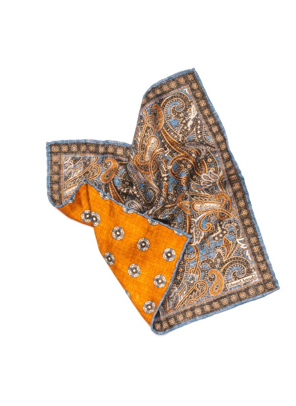 Brown/Rust Exploded Paisley Print Reversible Pocket Square