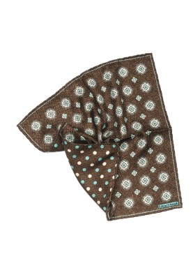 Brown Floral Neat Print Reversible Pocket Square 