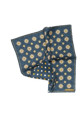 Denim Floral Neat Print Reversible Pocket Square 