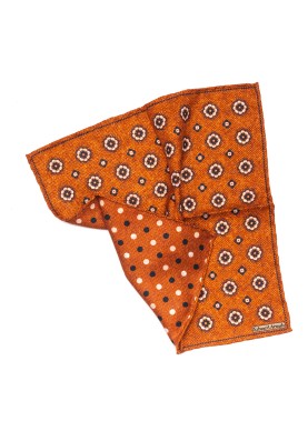 Rust Floral Neat Print Reversible Pocket Square 