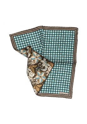 Navy/Teal Shadowed Dots Print Reversible Pocket Square 