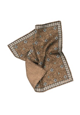 Brown Neat Print Reversible Pocket Square 