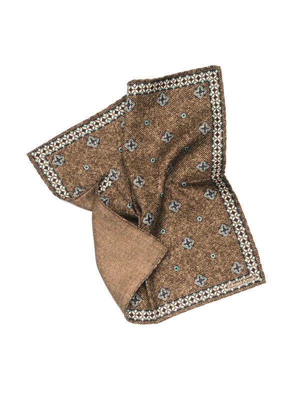 Brown Neat Print Reversible Pocket Square