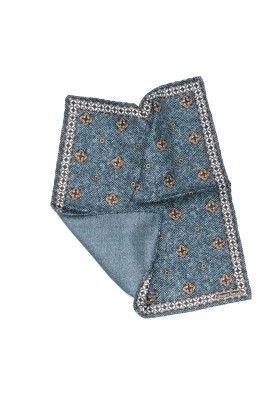 Denim Neat Print Reversible Pocket Square 