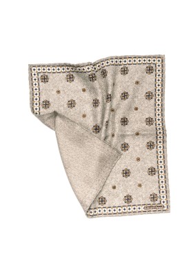 Grey Neat Print Reversible Pocket Square 