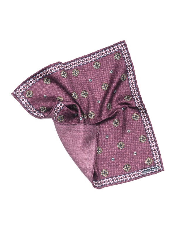 Purple Neat Print Reversible Pocket Square