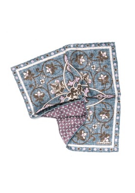 Denim Paisley Vine Print Reversible Pocket Square 