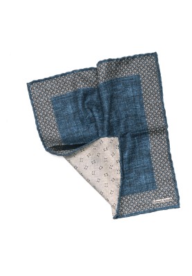 Denim Weave Forming Diamond Border Print Reversible Pocket Square 