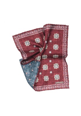 Wine Foulard Print Reversible Pocket Square 