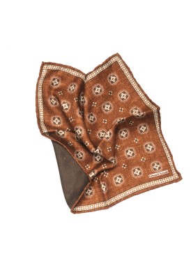 Cinnamon Foulard Print Reversible Pocket Square 