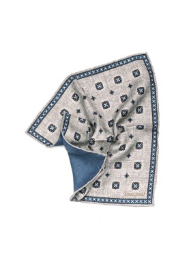 Grey Foulard Print Reversible Pocket Square 