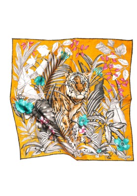 Orange Tropical Print Pocket Square 