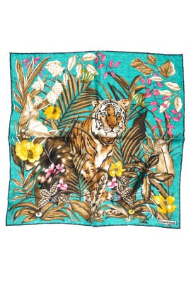 Teal Tropical Print Pocket Square 