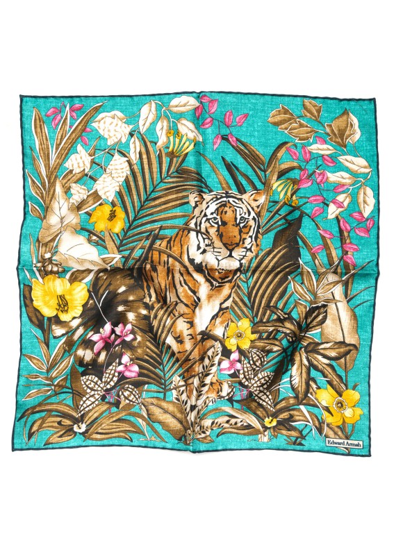 Teal Tropical Print Pocket Square