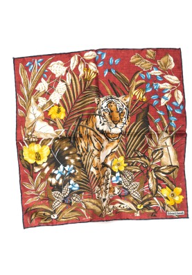 Barn Red Tropical Print Pocket Square 