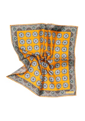 Orange Medallion Neat Print Pocket Square 