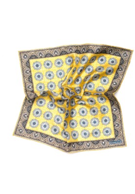 Yellow Medallion Neat Print Pocket Square 