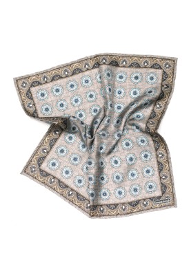 Grey Medallion Neat Print Pocket Square 