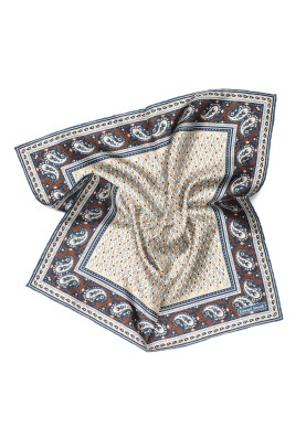 Tan Geo Neat Print Pocket Square 