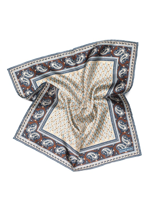 Tan Geo Neat Print Pocket Square