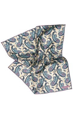 Tan Paisley Print Pocket Square 