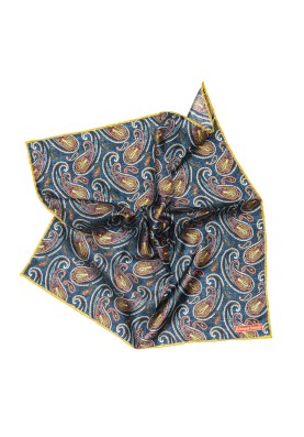 Denim Paisley Print Pocket Square 