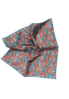 Barn Red Paisley Print Pocket Square 