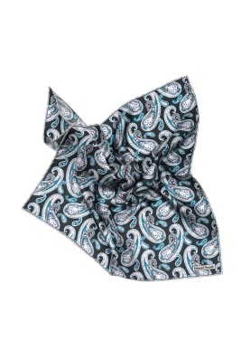 Black Paisley Print Pocket Square 