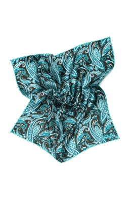 Chocolate/Teal Paisley Print Pocket Square 