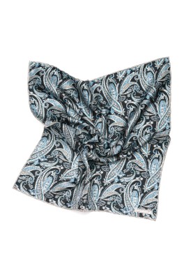 Black/Blue Paisley Print Pocket Square 