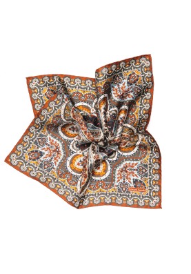 Rust Persian Print Pocket Square 