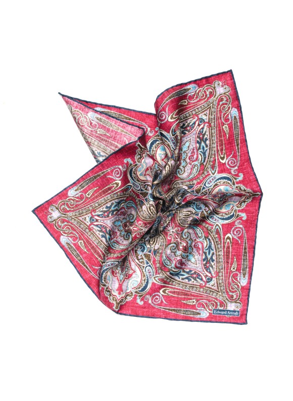 Rose Persian Print Pocket Square
