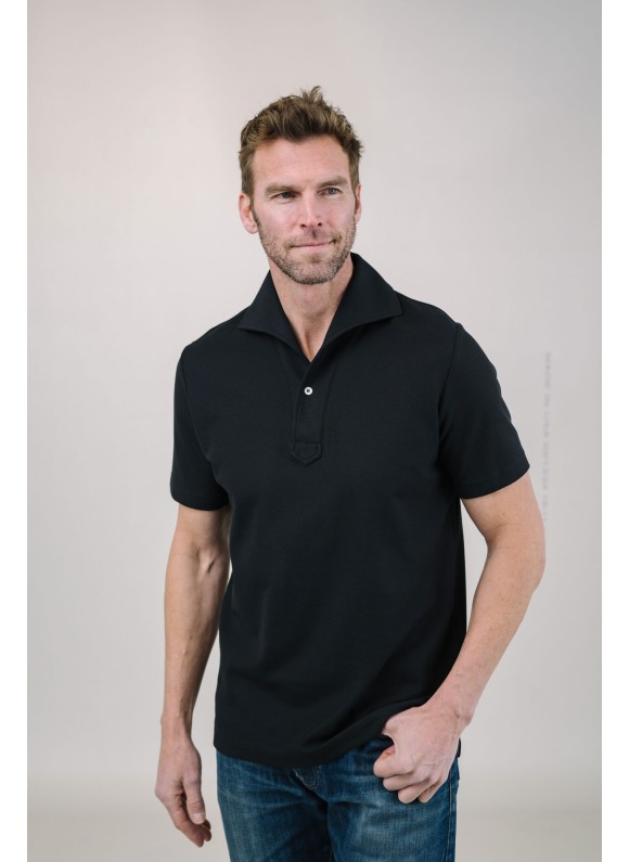 Black Short Sleeves Tailored Polo