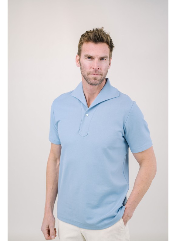 Lt Blue Short Sleeves Tailored Polo