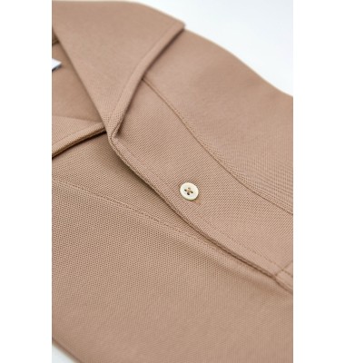 Lt Brown Short Sleeves Tailored Polo 