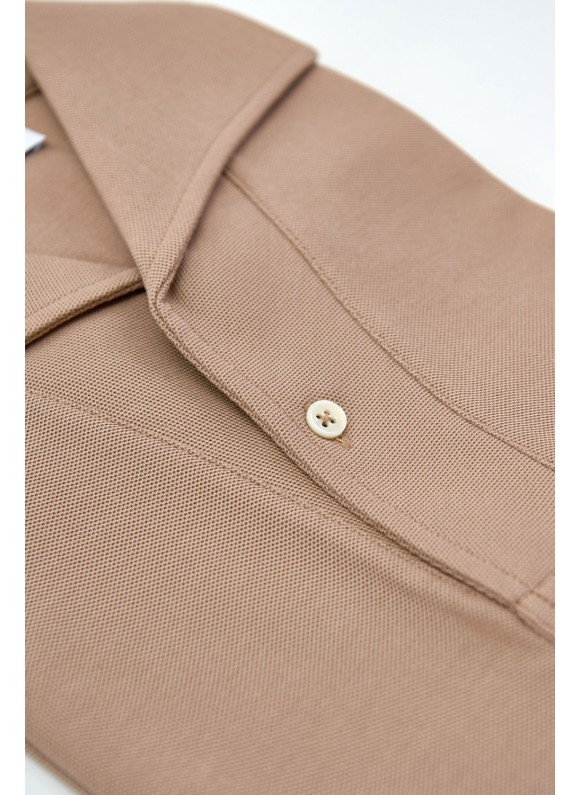 Lt Brown Short Sleeves Tailored Polo