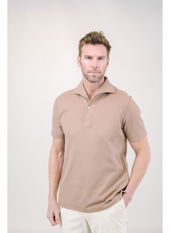 Lt Brown Short Sleeves Tailored Polo