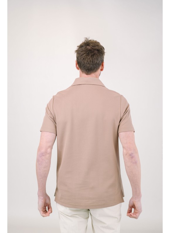 Lt Brown Short Sleeves Tailored Polo