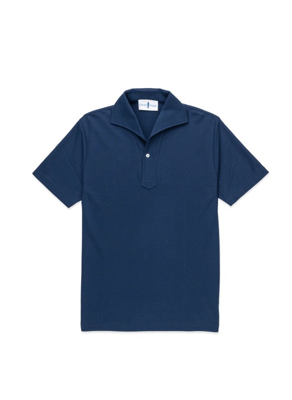 Navy Short Sleeves Tailored Polo