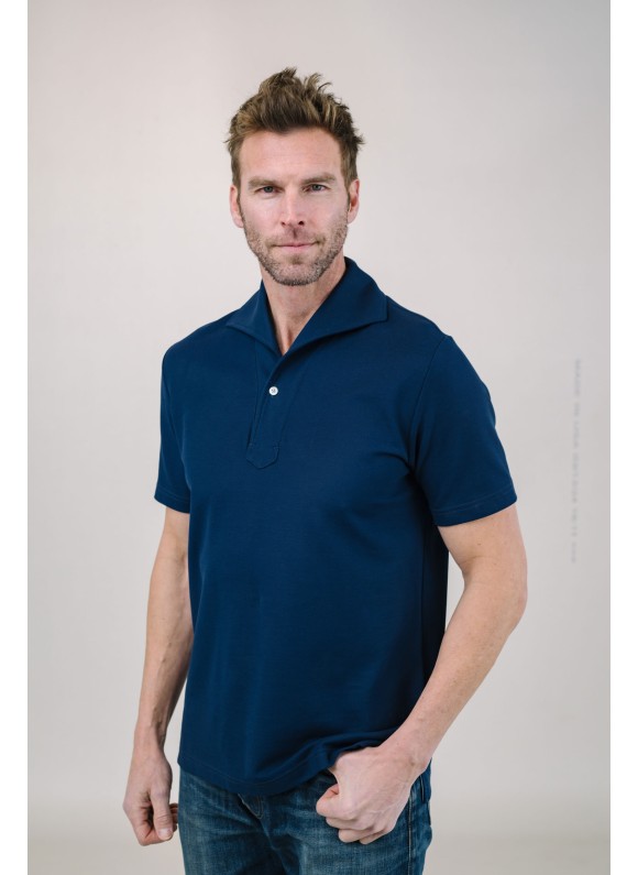 Navy Short Sleeves Tailored Polo