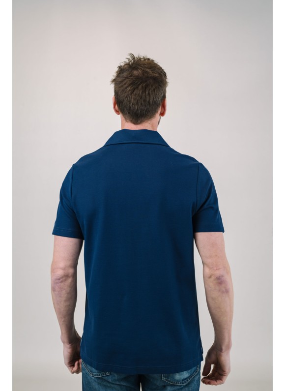 Navy Short Sleeves Tailored Polo