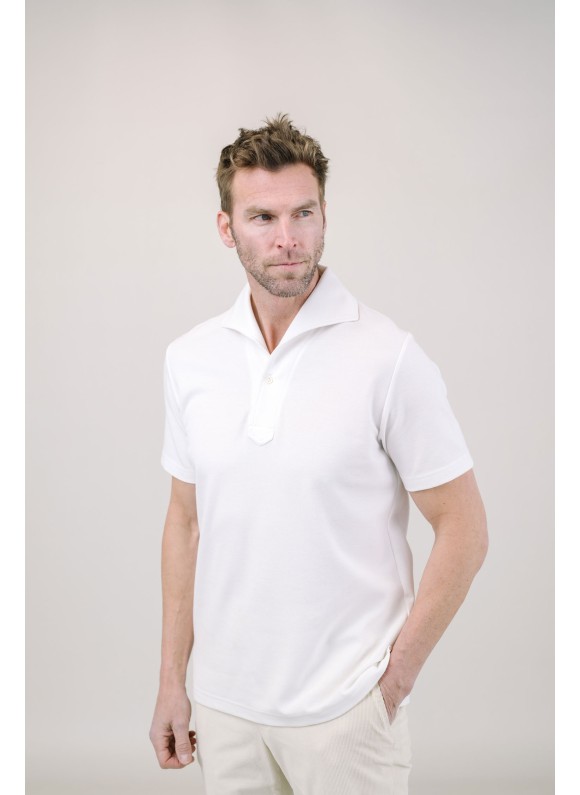 White Short Sleeves Tailored Polo