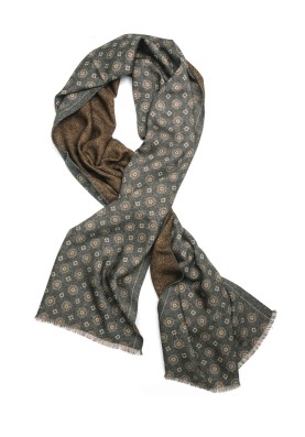 Grey Neat/Lt. Brown Solid Reversible Wool Scarf 