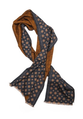 Denim Neat/Brown Solid Reversible Wool Scarf 