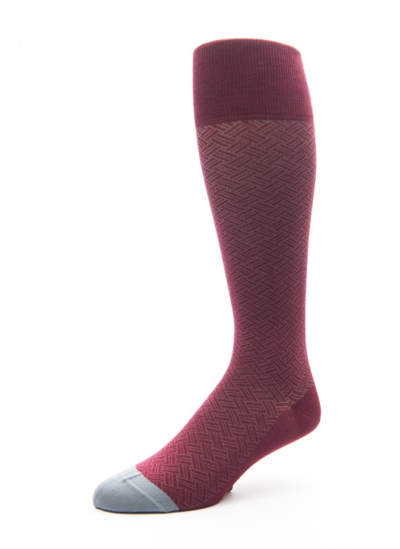 Wine/Grey Basket Weave Socks