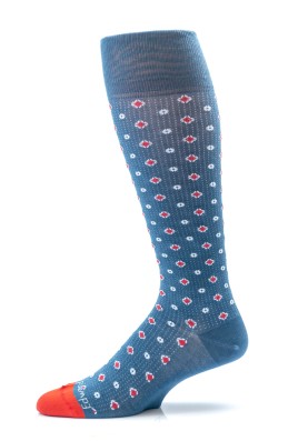 Steel Blue/Red Neat Socks 