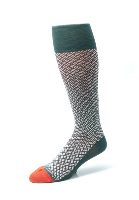 Dk. Slate Grey/Red Basketweave Socks 