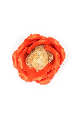 Orange-Red/Metallic Gold Rose Boutonniere/Lapel Flower  