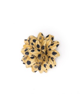 Pale Yellow/Navy Dots Daisy Boutonniere/Lapel Flower